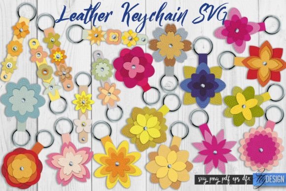 Download Leather Keychain Flower Bundle - Flower bundle Collection