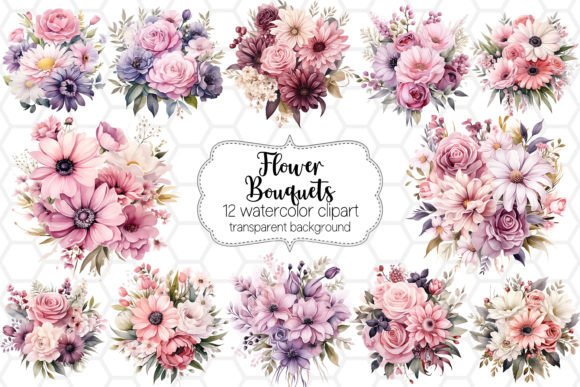 Download Watercolor Flower Bouquet Clipart Bundle - Flower bouquet Collection