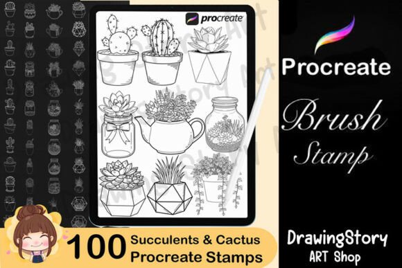 Download 100 Potted Plant Procreate Stamp Brushes - Potted Collection