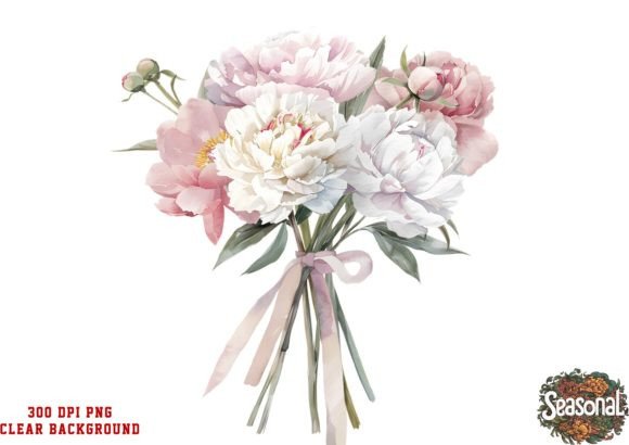 Download Watercolor Peonies Flower Bouquet PNG - Flower bouquet Collection