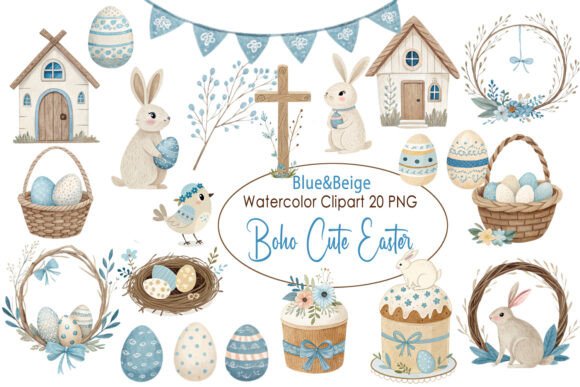 Download Cute Easter Clipart Boho Watercolor Png - Cute easter clipart Collection