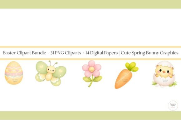 Download Cute Easter Clipart &amp; Papers Bundle - Cute easter clipart Collection