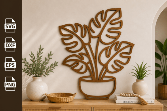 Download Potted Monstera Plant Tree Laser Cut SVG - Potted Collection