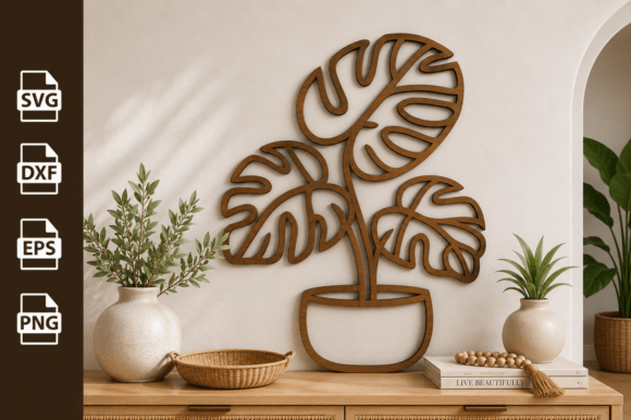 Download Potted Monstera Plant Tree Laser Cut SVG - Potted Collection
