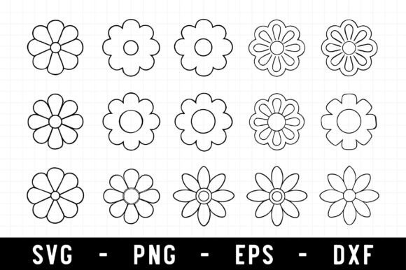 Download Daisy SVG, Daisy Outline Flower Bundle - Flower bundle Collection
