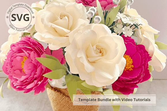 Download Potted Paper Roses &amp; Peony Flower - Potted Collection