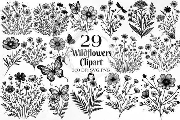 Download Wildflowers SVG PNG Clipart Bundle - Wildflowers Collection