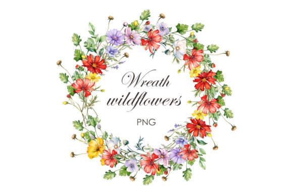 Download Wildflowers Frame. Watercolor Wreath - Wildflowers Collection